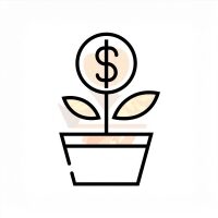 A pot plant with a money sign